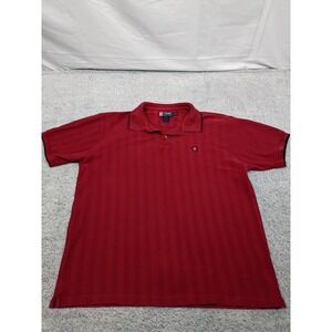 Chaps Ralph Lauren‎ Herringbone Polo Shirt Mens XL Red (Read Small Repair)